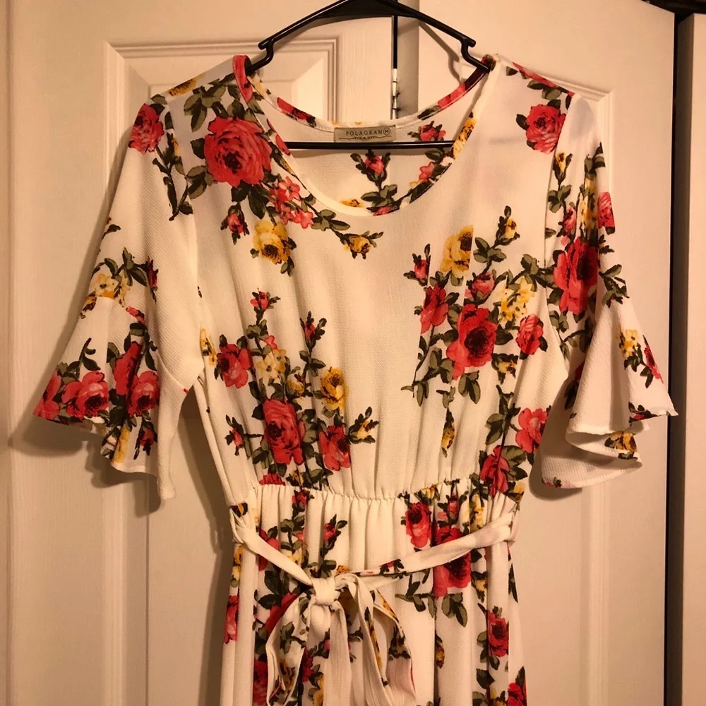 Polagram Floral Maxi Dress - White and Pink - Picture 7 of 10